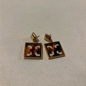 Tory Burch Gold and Black Square Earrings